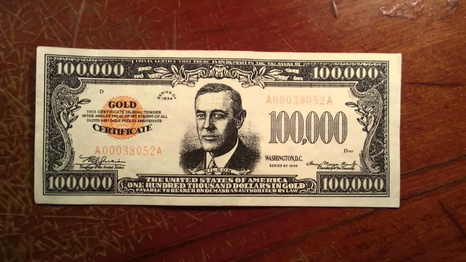 100000 1000 1. Вудро Вильсон 100000 долларов. Вудро Вильсон купюра. 100 000 Долларов банкнота. Самая большая купюра США.